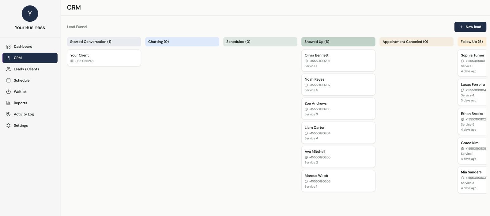 CRM: every lead, from first message to visit