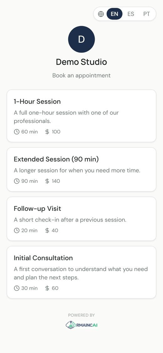 Your public booking page